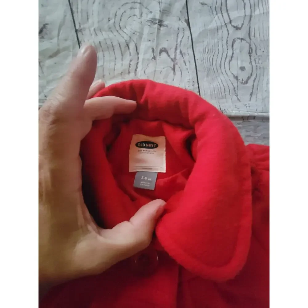 Old Navy Toddler Girls Red Christmas Pea Coat Size 3-6 Months